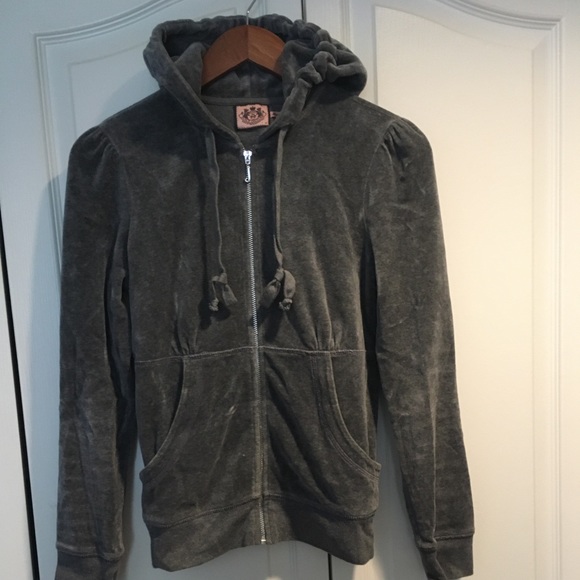 Juicy Couture grey velvet hoodie with full zipper